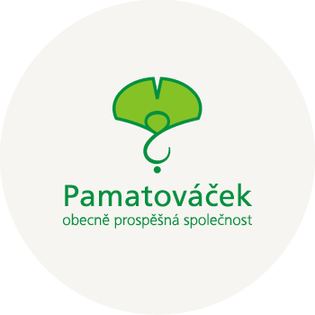 logo s motivem listu gingko biloba - Pamatováček